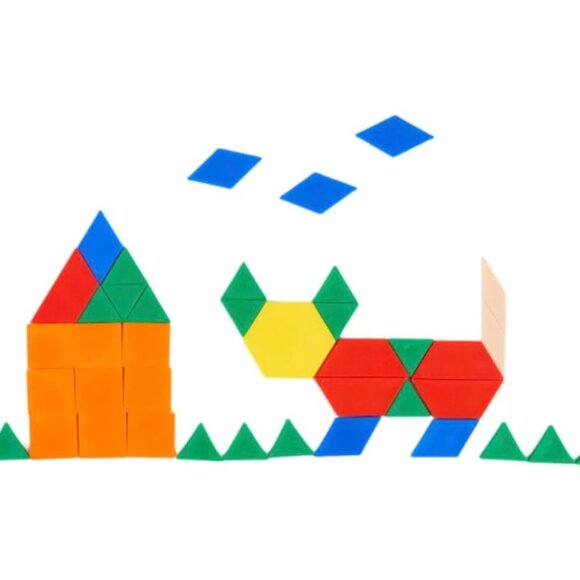 Lot Geometric Wooden Shapes Blocks Multicoloured Montessori Method Creative Game - Picture 2 of 4